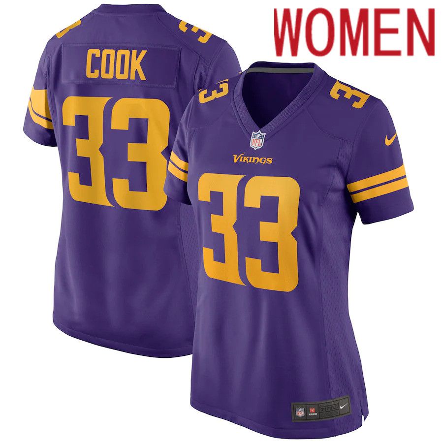 Women Minnesota Vikings 33 Dalvin Cook Nike Purple Alternate Game Player NFL Jersey
